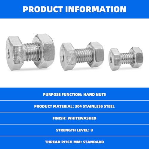 Image of 15pcs Hollow External Hexagon Screw, M6 /M8 /M10 Cylindrical Hollow Bolt, 304 Stainless Steel Lamp Threading Screws Through Hole Bolt with Nut, Screw Length:16mm