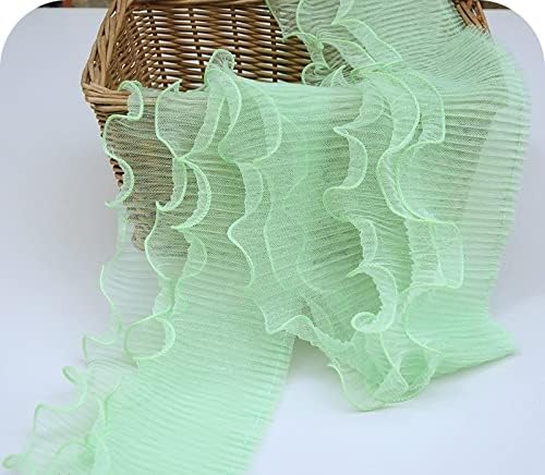 Miniatura 6 de Encaje plisado de malla de 4.7in de ancho, tela de costura, 3 niveles, cintas de encaje adecuadas para manualidades hechas a mano, adornos de encaje