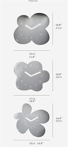 Miniatura 2 de AOKLEY Reloj de pared Modern Flowers Mirror Wall Clock Nordic Simple Silent Non Ticking Clock Creative Petal Art Clock for Home Apartment Bedroom