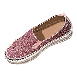 Mocassins Femme Chaussures De Marche À Paillettes Plateforme sans Lacets Chaussures de Bateau Basses Antidérapant léger Confortable Tendances Sneakers 36