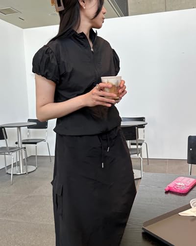 Y2k Jacket Women Vintage Outdoor Crop Puff Sleeve 2000s Y2k Summer Short Sleeve Jackets Korean Fashion Aesthetic3