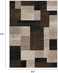 Patchwork moderne Plaid Area Rug Noir Gris INS Style Salon Chambre Soft Non-dérapant Sol Tapis Maison Décor Neutre Ton Lavable Rug Brown 5x7