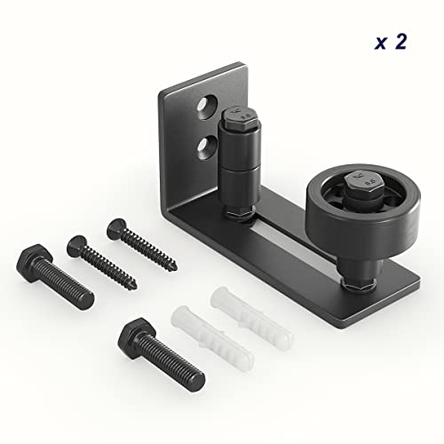 Image of SMARTSTANDARD Sliding Barn Door Floor Guide for Bottom Adjustable Roller - 8 Setup Options for DIYers - Flush Design Bottom Flat Barn Door Floor Guide Stay Roller (Black) 2PCS