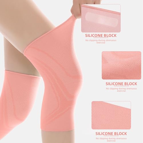 BOODPET Kniebandagen Damen Herren 2er-Pack – Atmungsaktive Kniebandage mit Anti-Rutsch & Gelenkstütze – Knieschoner zur Schmerzlinderung für Fitness, Laufen & Training – Größe XL – Farbe Rosa