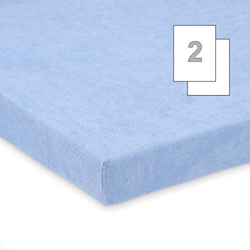 FabiMax 3566 - Sábana Bajera Ajustable para moisés (2 Unidades, 40 x 80 cm), Color Azul