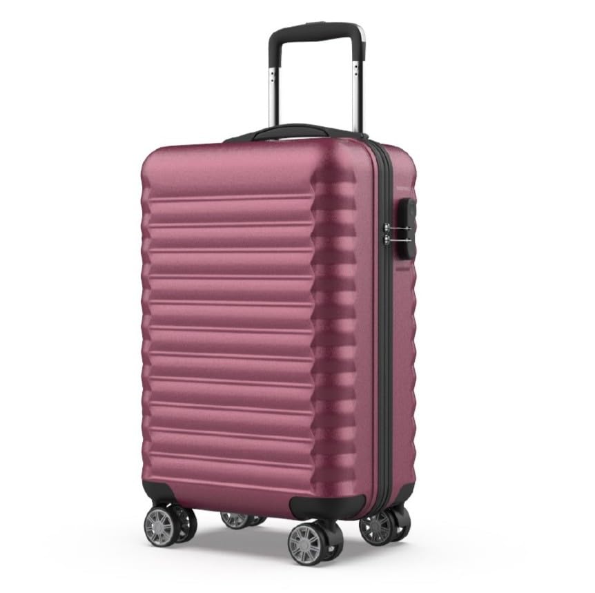 NUMADA   Maleta de Viaje Cabina Upfly 20' ABS (53x33,5x22cm) con Cierre de Combinación y 4 Ruedas Dobles 360. Maleta de Mano Rígida Resistente, Ligera con Interior Compartimentado | Burdeos