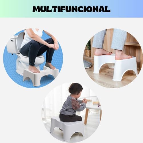 Banquinho Auxiliar Ergonômico para Vaso Sanitário - Apoio de Pés com Base Antiderrapante - Banco de Privada para Posição de Cócoras Confortável e Saudável