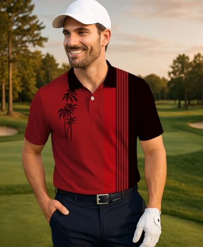 Casual Golf Shirts for Men - Collared Dry Fit Mens Polo Shirts Short Sleeve Moisture Wicking Summer2