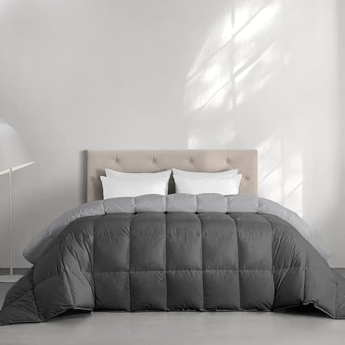 Image of Restful Sleep Reversible All Weather Comforter King Size - Dohar /Rajai /Blanket /Duvet -250 GSM Quilt Soft Microfiber Fill King Size (92 inchX106 inch) - Dark Grey /Silver Grey Color