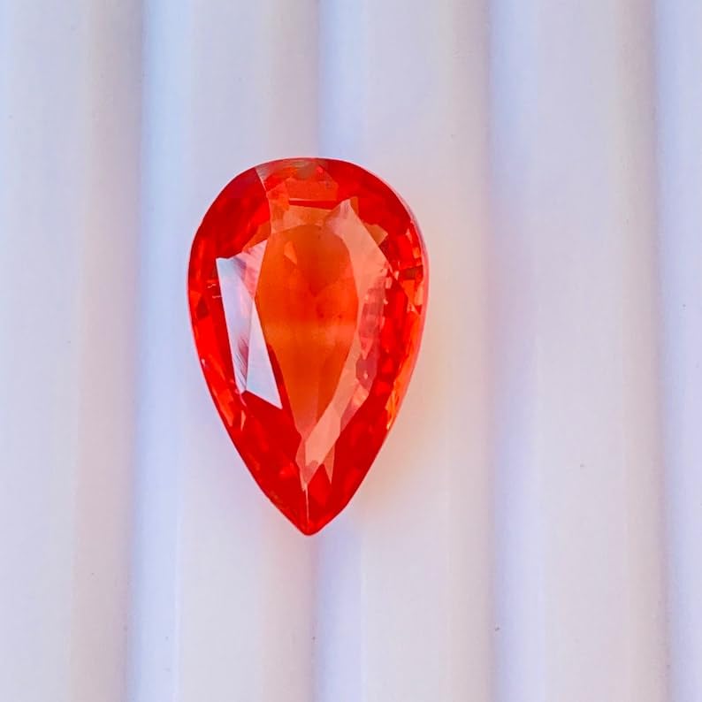 Saphir orange naturel certifié sans défaut de taille pour monter vos pendentifs - 3