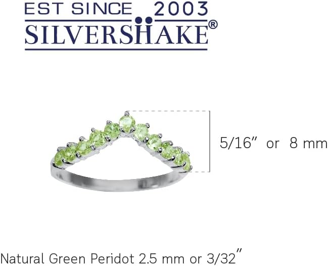 Silvershake Round Shape Gemstone White Gold Plated or Yellow Gold Plated 925 Sterling Silver Chevron Style V Shape Stackable Ring Jewelry for Women - Image 3