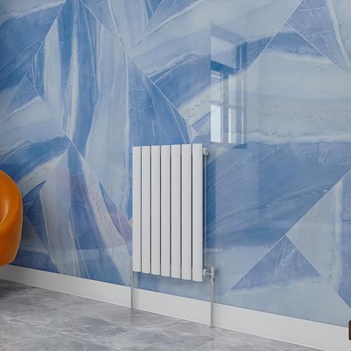 Central Heating Radiator,600x413mm White Oval Column Single Panel for Bathroom/Hall/Kitchen Energy-efficient and Modern Design.