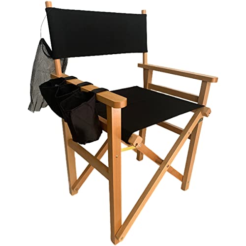 Tbacw 5Pcs Director Chair Canvas Replacement Cover Kit For Director Chair,Movie Chair With 1 Set Chair Canvas Replacement (Seat And Back)+1 Pair Fiberglass Stick + 3Pcs Storage Kit,Large Size (Black) #TOP4