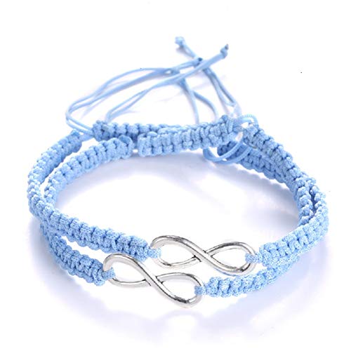 Image of COLORFUL BLING Lucky 8 Infinity Couple Bracelet Braided Leather Rope Bangle Wrist Adjustable Chain Fit 7-9 Inch for Lover Friendship