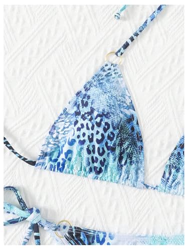 Women's 2 Piece Leopard Snakeskin Print Swimsuits Tie Side Cheeky String Bikini Set Summer Swimwear3