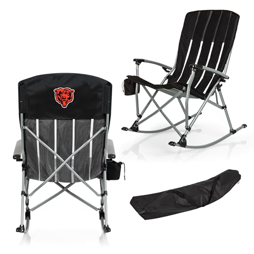 PICNIC TIME NFL Chicago Bears Outdoor Rocking Camp Chair, XL Heavy Duty Camping Chair for Adults, (Black)