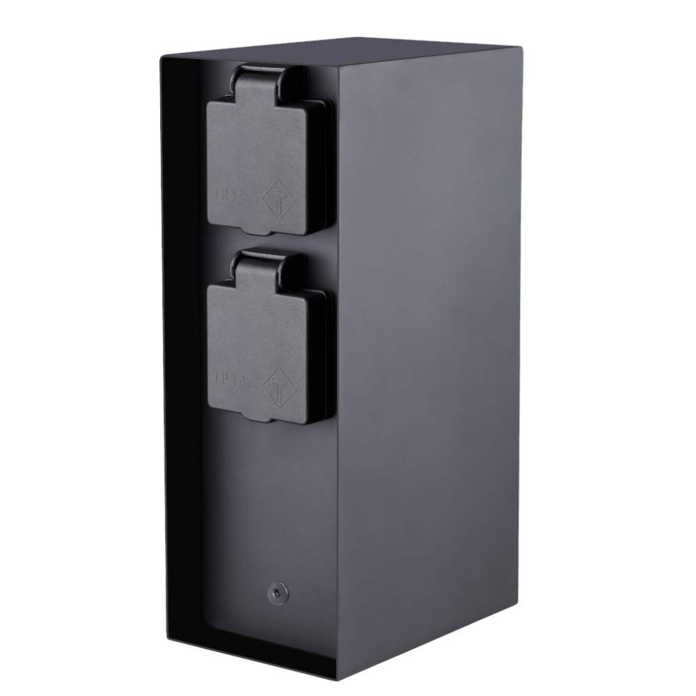 Colonna elettrica con 2 prese da giardino e timer per esterni IP44, in acciaio inox/antracite
