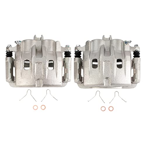 Image of TRQ Front Brake Caliper Set Zinc Coated Brackets Hardware Compatible with 2003-2006 Acura MDX