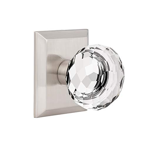 bifold interior french doors - Orger Interior Dummy Door Knob Without Lock, Inactive Round Crystal Door Knob for Bifold/French Doors, Round Glass Pantry Door Knob with Satin Nickel Square Rosette