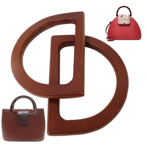 Asas para Bolsos, 2 Pcs Asa de Bolso de Mano Asa de Bolsa de Repuesto en Forma de D, Asas de Madera para Bolso de Mano, Accesorios de Repuest