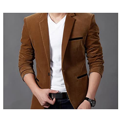 Blazer Masculino, Casaco Casual Em Pescoço Em Um Botão Acolchoado, Jaqueta Blazer Para O Jantar No