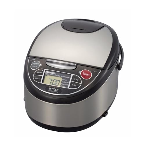 Tiger-Stainless-SteelBlack-Rice-Cooker-Microcomputer-Controlled-10-Cup-Rice-Cooker-and-Warmer-with-Fuzzy-Logic-Technology-Bundle-with-Rice-Container-Bin-and-Washing-Bowl-3-Items