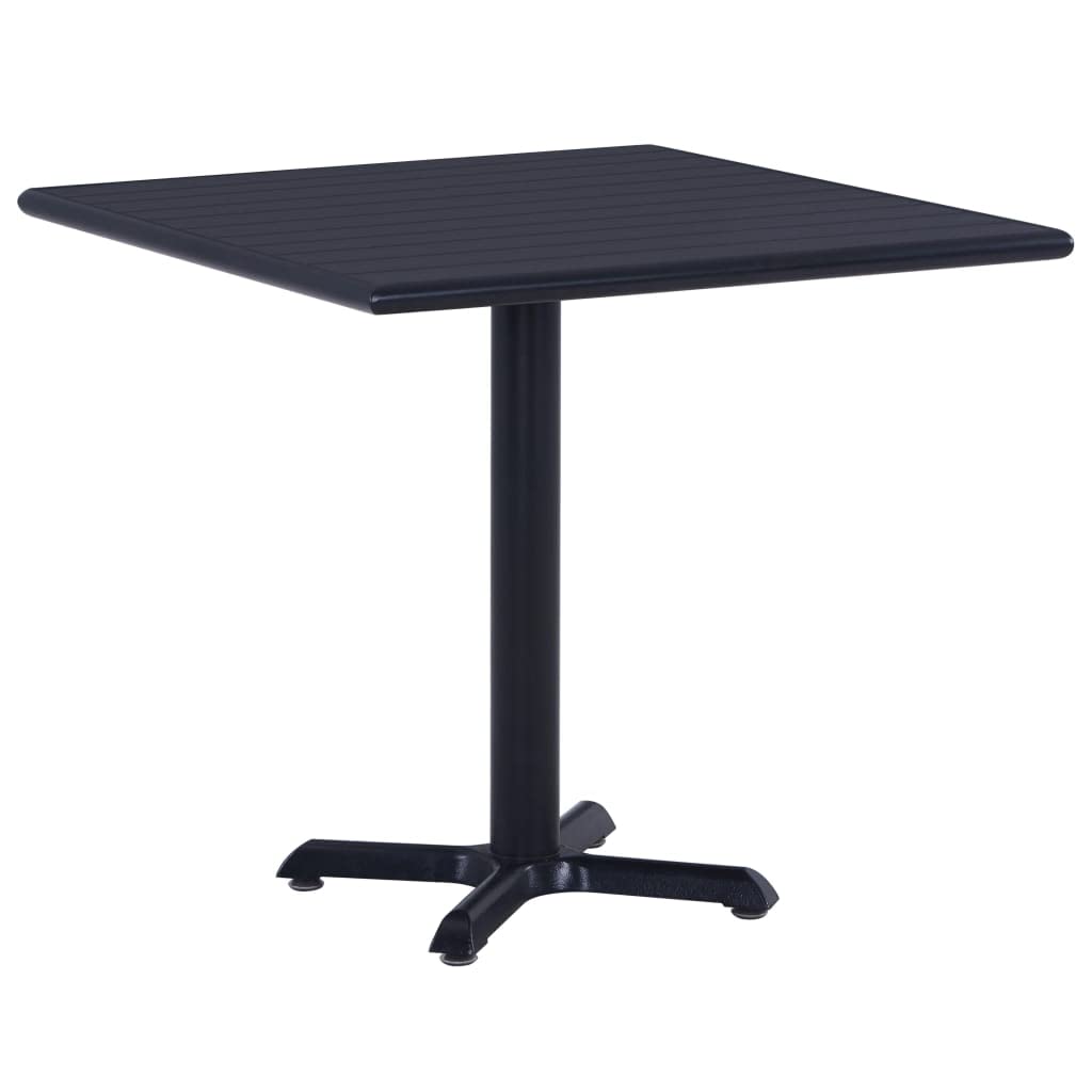 Table de jardin noire 80x80 cm en bois plastique et métal stable