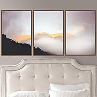 3 Piece Framed Canvas Wall Art Foggy Mountains Canvas Prints Home Artwork Decoration for Living Room,Bedroom - 16