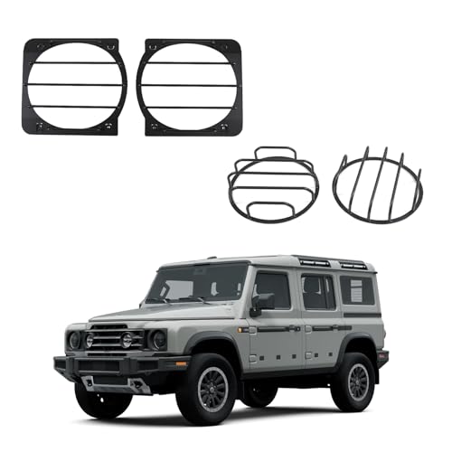 Light Guard for INEOS Grenadier 2020-2025 Accessories, Lamp Protector Guard Cover Trim, Car Light Grill Guard, Automobile Styling Protection Guard, Carbon Steel (4PCS Matt Black Set)