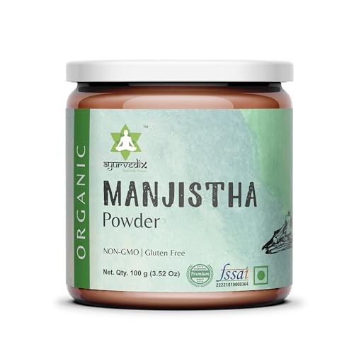 Image of Manjistha Powder 100g | Rubia Cordifolia Root Powder for Face & Skin | Natural Ayurvedic Face Pack for Brightening, Glow & Even Skin Tone | Paraben-Free, Chemical-Free