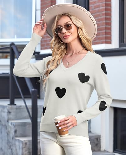 Image of Women's Spring Sweaters 2026 Casual Long Sleeve Pullover V Neck Lightweight Sweatshirts Cute Blouse Tops