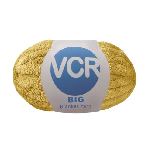 Image of VCR Mustard Yellow Yarn, 200 Grams Big Chunky Hank, 22 Meters Length, Suitable for Knitting Blankets and Pillows, 100% Polyester Yarn Ball for Crochet DIY, Soft Threads, Pack of 1