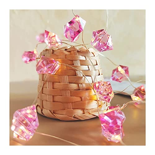 Guirlandes lumineuses cristal rose guirlande décorative pierre à piles