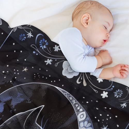 Couverture flanelle douce Halloween motif chat lune haute qualité - 8