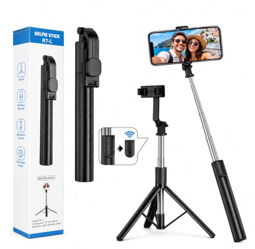 Image of UNBREAKcable Tripod Stand for Mobile Video Shoot & Camera Stand Bluetooth Selfie Stick (Black, Remote Included) R7L
