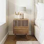 Rowan 2 Drawer Bedside Cabinet Oak Effect Wooden Bedside Table Scandinavian Nightstand Bedroom Storage Unit