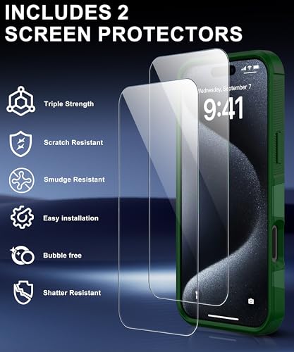 RonShieh for iPhone 17 Pro Max Case [Shockproof] [Dropproof] [Heavy Duty Protection] [Pocket-Friendly] Slim & Tough Non-Slip Protective Phone Cover for iPhone 17 promax 6.9inch, Teal Green - image 3
