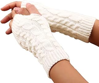 LCHULLE Fingerless Gloves Warm Arm Gloves Winter Knit Crochet Gloves Gift for Women Ladies and Girls