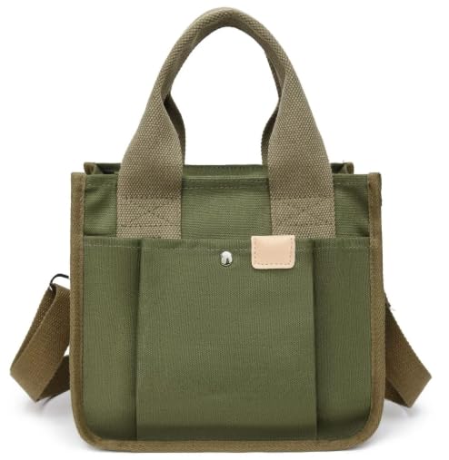 Bolso tote de lona con cremallera – Bolso de mano grande y portátil para viajes, uso diario y almacenamiento en el hogar miniatura 1