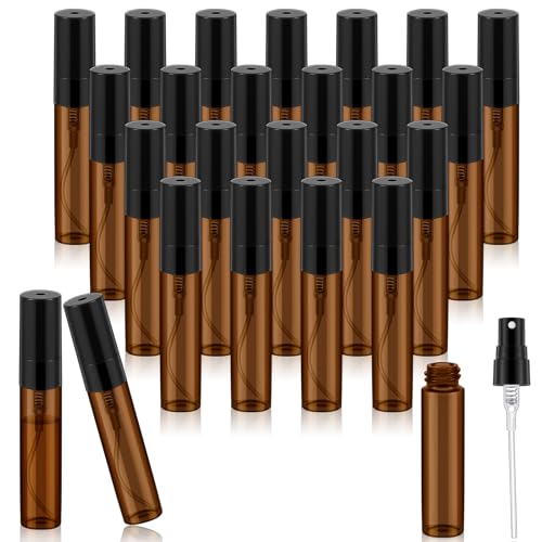 Zhehao 50 Pcs Mini Spray Bottles, Perfume Bottle, Amber, 5 Ml