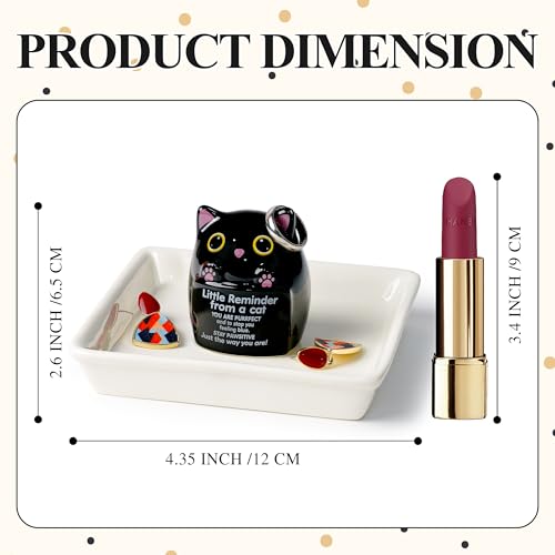 Image of PUDDING CABIN Cat Gifts for Women Ring Holder for Jewelry, Spiritual Encouragement Gifts for Women Mom Friend Sister, Gifts for Black Cats Lovers, Birthday Mothers Day Christmas & Wedding