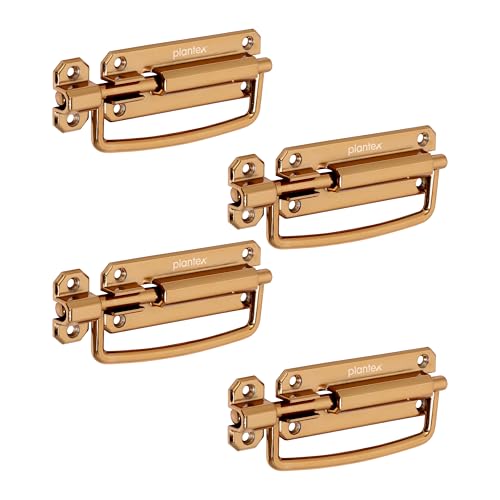 Image of Plantex Door Stopper /5 Inch Baby Latch Kadi /Door Latch for Bathroom /Door Lock for Home /Office Doors - Pack of 4 (Rose Gold)