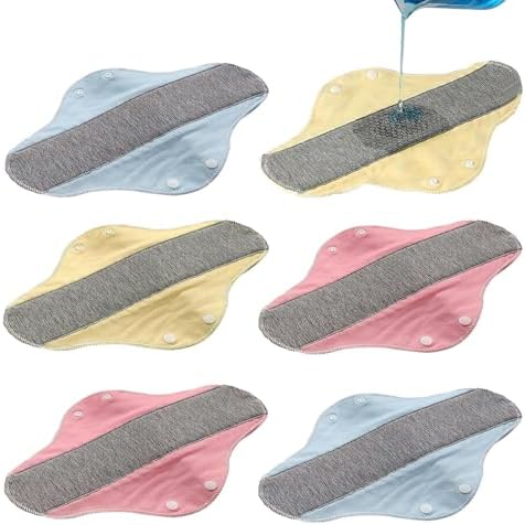 Cotton Panty Liners | Random Color 6Pcs | Leakproof Reusable Sanitary Pads For Women/Elderly | Washable Menstrual Pads Underside Protector For Elderly Urinary Postpartum Recovery Daily Home Travel