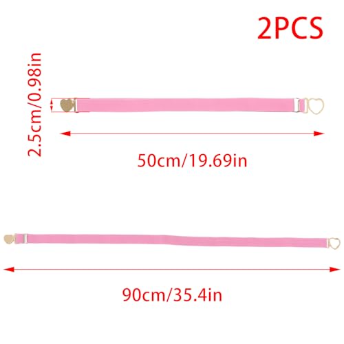 2PCS Girls Belt for Waist, Adjustable Girls Teens Elastic Waist Belts with Heart Metal Buckle for Jeans Dress2