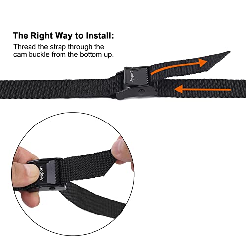 Image of Ayaport Lashing Straps with Buckles Adjustable Cam Buckle Tie Down Cinch Strap for Packing Black 4 Pack (0.75' x 48')