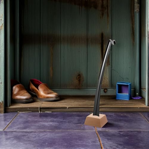 Support pour chausse-pieds bois marron base stable rangement maison