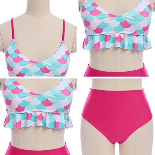 Mother and Daughter Family Matching Swimsuit Sets Ruffle Leaves Printed One Piece Bathing Suit Bikini Sets Beachwear4
