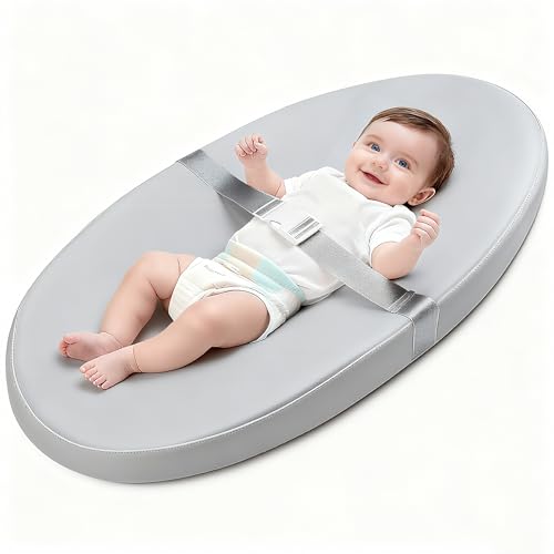 Cambiador de bebé con funda de poliuretano lavable e impermeable, color gris