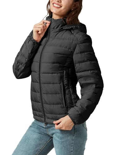YZG Down Jacket for Women Lightweight Long Sleeve Quilted Puffer Coat with Detachable Hooded3