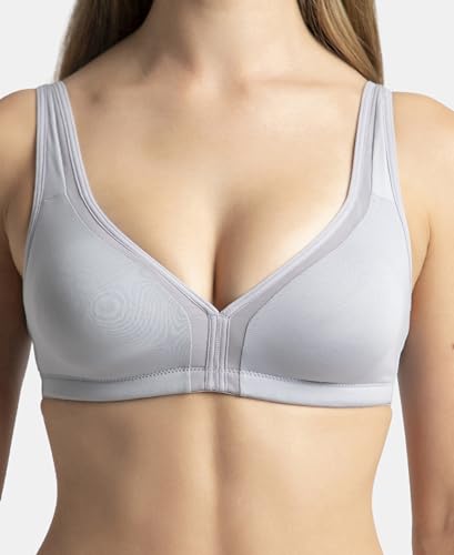 Image of Jockey 1820 Women Wirefree Non Padded Soft Touch Microfiber Elastane Stretch Full Coverage Everyday Bra with Stylised Mesh Panel